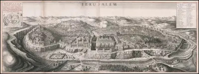 Bird’s eye view of Jerusalem av Wenceslaus Hollar