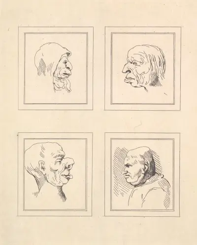Karikaturen von Leonardo da Vinci, Tafel 3 von Wenceslaus Hollar