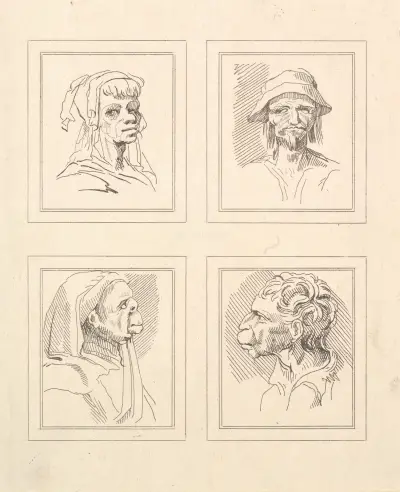 Karikaturen von Leonardo da Vinci, Tafel 4 von Wenceslaus Hollar
