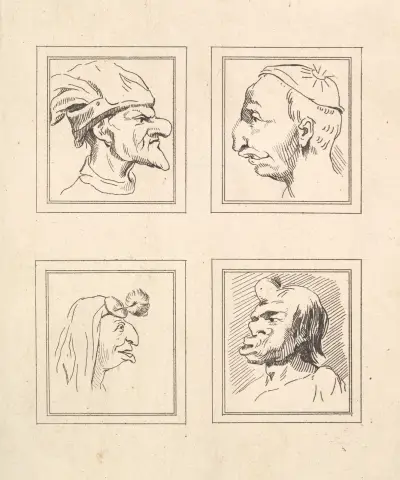 Karikaturen von Leonardo da Vinci, Taf. 05 von Wenceslaus Hollar