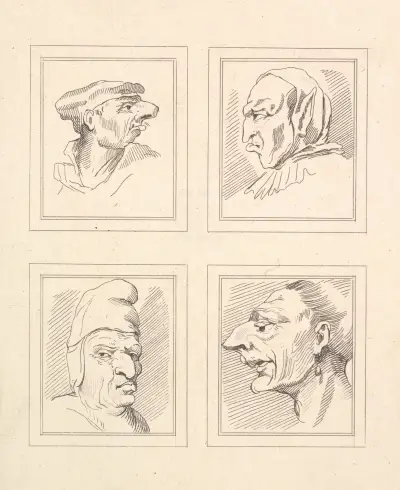 Karikaturen von Leonardo da Vinci Tafel 07 von Wenceslaus Hollar