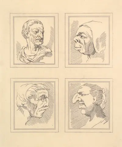 Karikaturen von Leonardo da Vinci, Tafel 08 von Wenceslaus Hollar