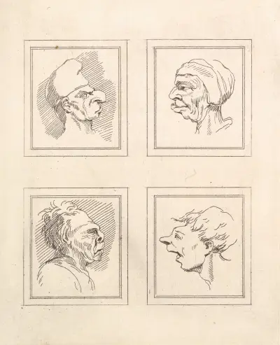 Karikaturen von Leonardo da Vinci, Taf. 13 von Wenceslaus Hollar