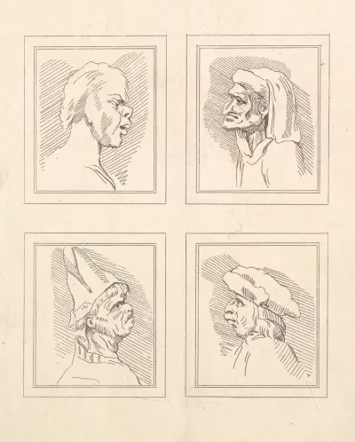 Karikaturen von Leonardo da Vinci, Taf. 14 von Wenceslaus Hollar