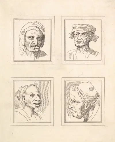 Karikaturen nach Leonardo da Vinci, Taf. 15 von Wenceslaus Hollar