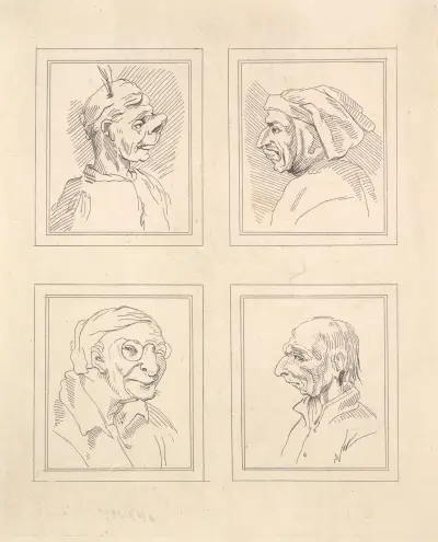 Karikaturen von Leonardo da Vinci, Taf. 16 von Wenceslaus Hollar