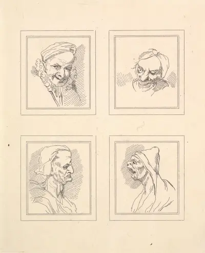 Karikaturen von Leonardo da Vinci, Taf. 18 von Wenceslaus Hollar