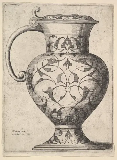 Krug mit Arabesken verziert von Wenceslaus Hollar