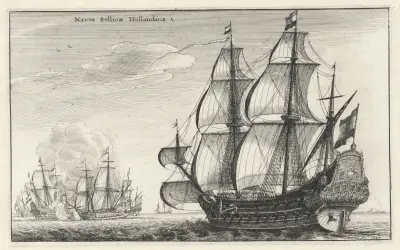 Holländische Kriegsschiffe von Wenceslaus Hollar
