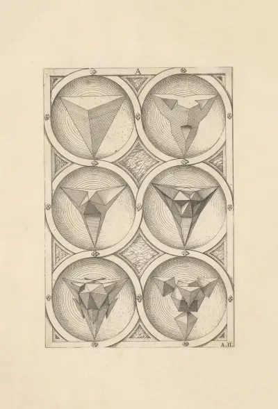Perspectiva Corporum Regularium (Perspective of regular solids) Pl.04 av Wenzel Jamnitzer