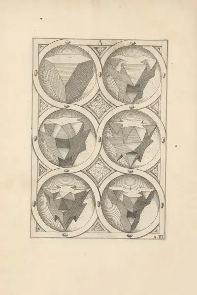Perspektiv på regelbundna kroppar (Perspectiva Corporum Regularium), pl. 05 av Wenzel Jamnitzer