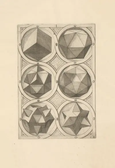 Perspectiva Corporum Regularium (Perspective of regular solids) Pl.13 av Wenzel Jamnitzer