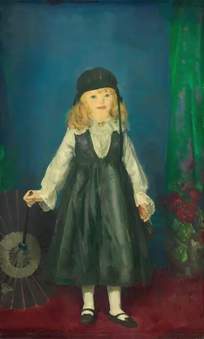 Anne med japanskt parasoll av George Wesley Bellows