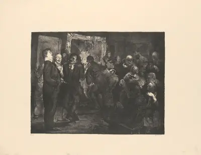 Konstnärer bedömer konstverk av George Wesley Bellows
