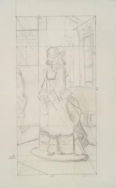 Lady Jean, study for Bellows’ Lady Jean av George Wesley Bellows