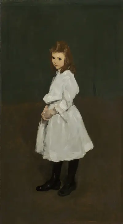 Liten flicka i vitt (Queenie Burnett) av George Wesley Bellows