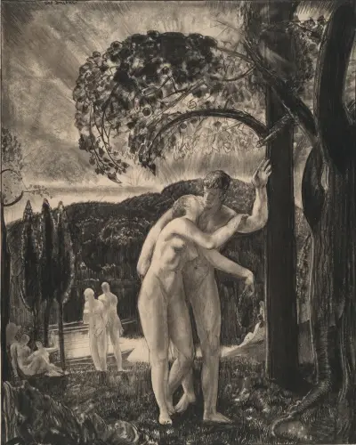 Lovers Still Whispered in the Dusk av George Wesley Bellows
