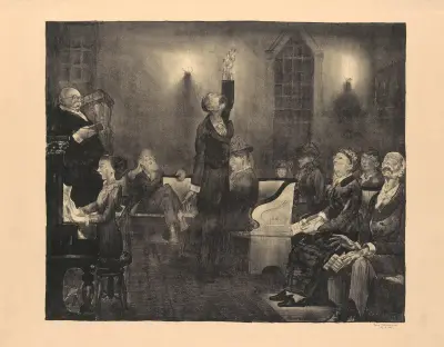 Prayer Meeting, Second Stone av George Wesley Bellows