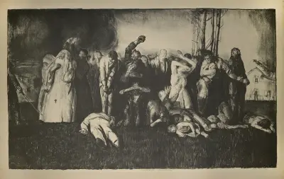 Village massacre av George Wesley Bellows