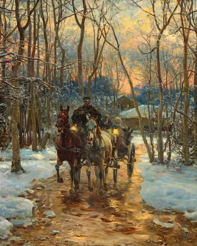 Fahrt in der Dämmerung av Alfred von Wierusz-Kowalski