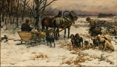 Off to the Winter Hunt av Alfred von Wierusz-Kowalski