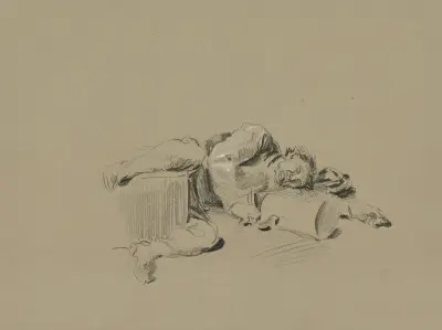 Betrunkener, umgekippt am Boden liegend av Wilhelm Busch