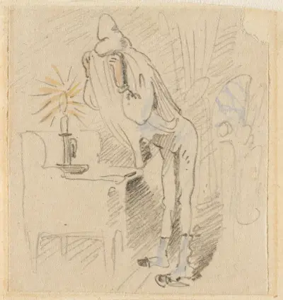 Die gestörte, aber glücklich wieder errungene Nachtruhe (Der Floh); 13 av Wilhelm Busch