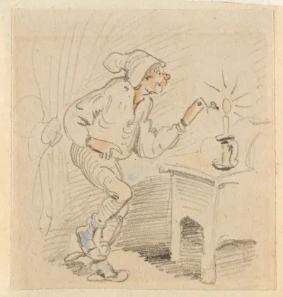 Die gestörte, aber glücklich wieder errungene Nachtruhe (Der Floh); 17 von Wilhelm Busch