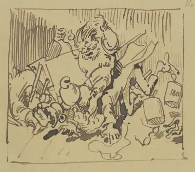 Man springer, man faller åt alla sidor; och Hoppenstedt börjar rida av Wilhelm Busch