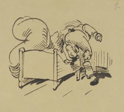 Mit kühnem Mut aus seinem Bett ; Schwingt sich der Turner Hoppenstedt von Wilhelm Busch