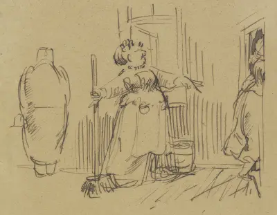 Frau Knopp putzt das Haus von Wilhelm Busch