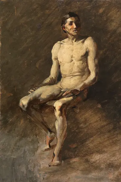 Sittande manlig akt av Wilhelm Busch