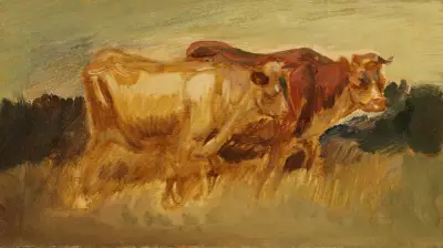 Två kor i landskap av Wilhelm Busch