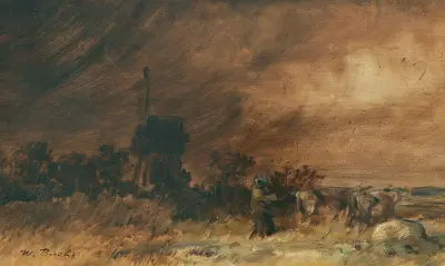 Wiedensahler Bockmühle vid uppstigande storm av Wilhelm Busch