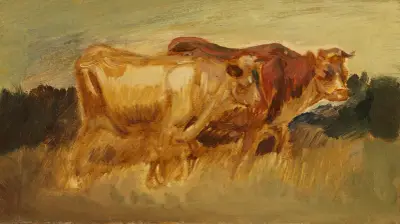Två kor i landskap av Wilhelm Busch