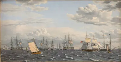 En rysk flotta till ankars vid Helsingör av Christoffer Wilhelm Eckersberg