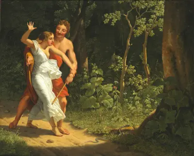A seduction scene in a forest av Christoffer Wilhelm Eckersberg