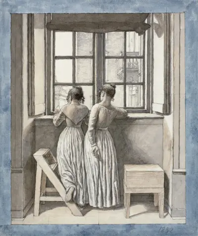 Vid ett fönster i konstnärens ateljé av Christoffer Wilhelm Eckersberg