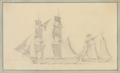 En brig og en skonnert under sejl, Christoffer Wilhelm Eckersberg
