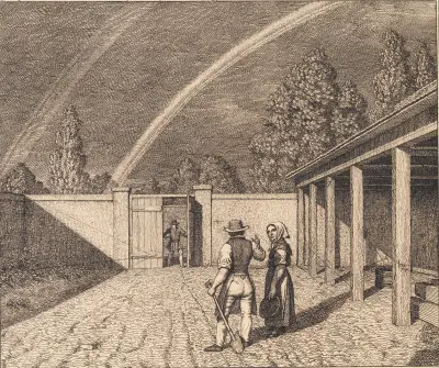 En dubbel regnbåge. Illustration till linjärperspektivet, tavla V av Christoffer Wilhelm Eckersberg