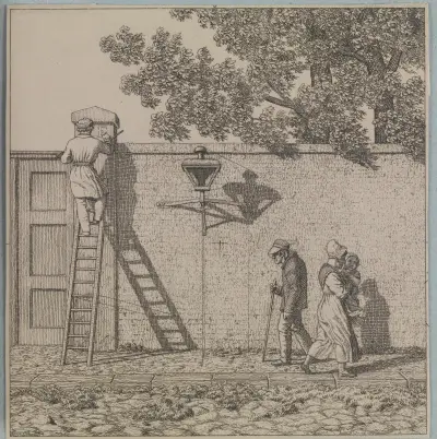 Eine Gartenmauer: Illustration zur Linearperspektive, Tafel VI von Christoffer Wilhelm Eckersberg
