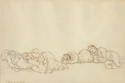 Fyra sovande parisare av Christoffer Wilhelm Eckersberg
