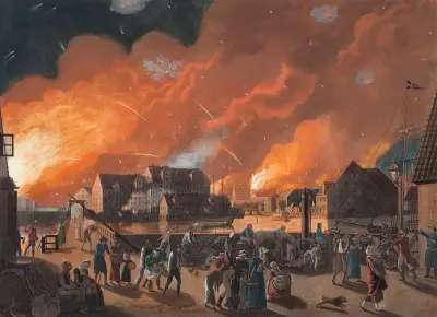 Köpenhamn, natten mellan 4 och 5 september sedd från Christianshavn av Christoffer Wilhelm Eckersberg