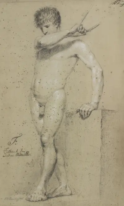 Manlig stående modell, profil åt vänster av Christoffer Wilhelm Eckersberg