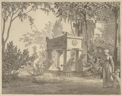 Molières Sarkophag im Jardin Elysée von Christoffer Wilhelm Eckersberg
