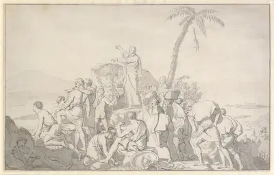 Mose lässt das Rote Meer zurückweichen und das Heer des Pharao versinken von Christoffer Wilhelm Eckersberg