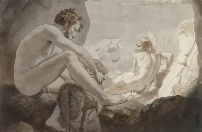 Odysseus flyr från Polyfemos av Christoffer Wilhelm Eckersberg