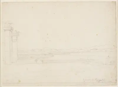 Utsikt från Fontana Acetosa norr om Rom över Tibern mot norr av Christoffer Wilhelm Eckersberg