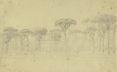 Pinjer i Villa Borgheses trädgård av Christoffer Wilhelm Eckersberg