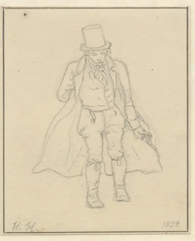Porträtt av porträttmålaren Hans Hansen, helfigur av Christoffer Wilhelm Eckersberg